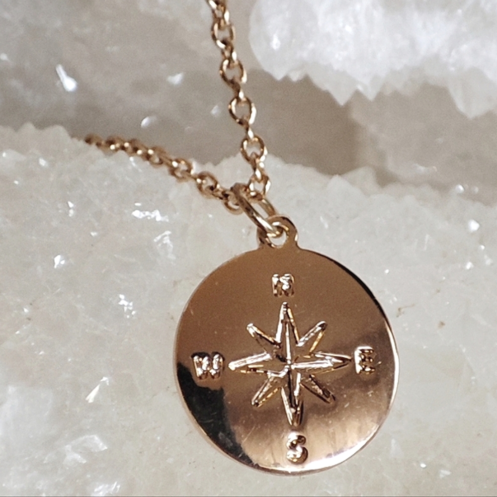 COMPASS Gold Tone Adventure Not All Who Wander Are Lost Necklace